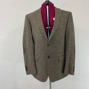 Calvin Klein Vintage Brown Tweed Wool Blazer Sports Coat Patch Elbow sz 42R